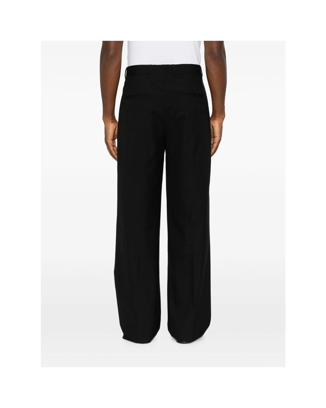 Lardini Black Pleated Wide-Leg Trousers for men
