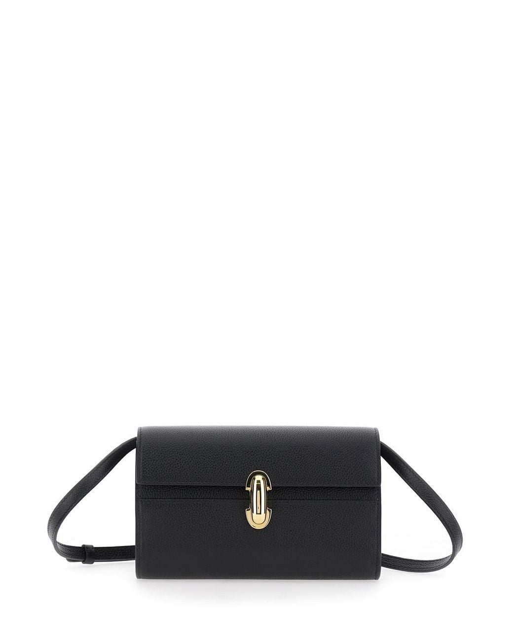 SAVETTE Black Savette Grained Calf Leather Shoulder Bag