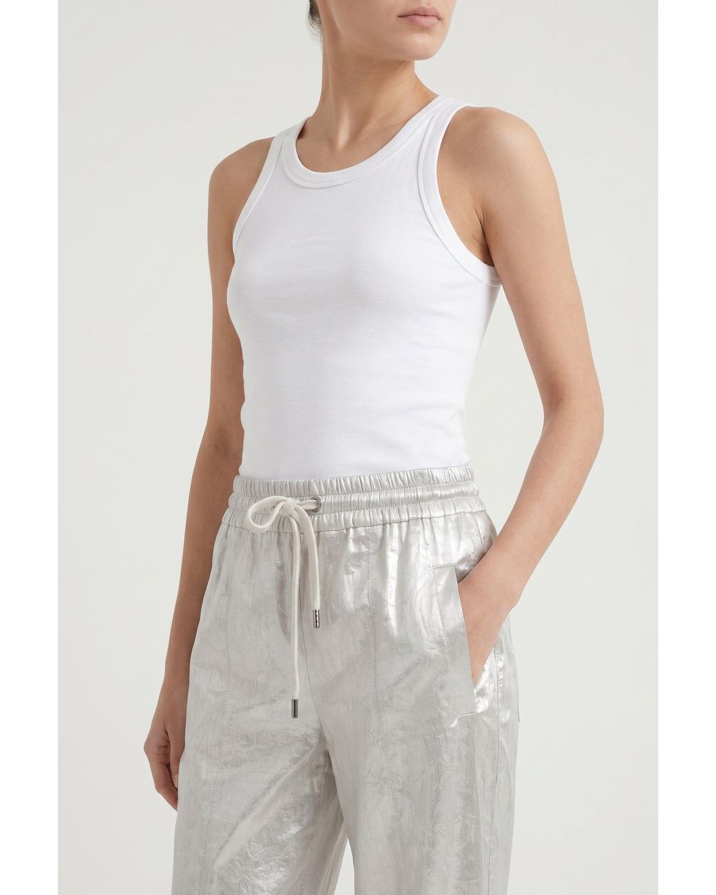 Brunello Cucinelli Gray Linen Wide Leg Trousers