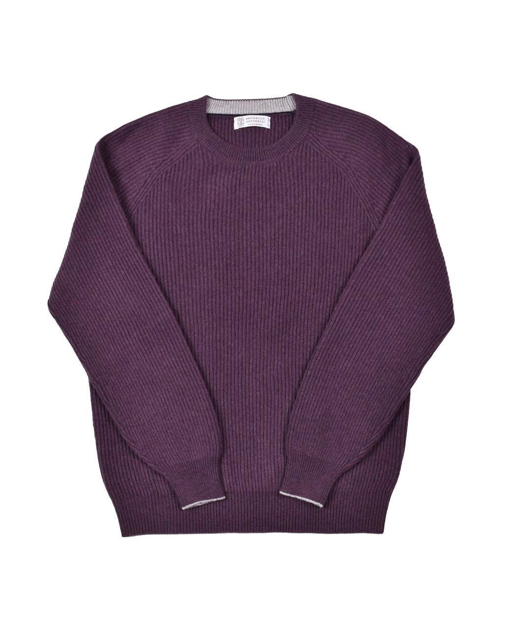 Brunello Cucinelli Purple Plum Cashmere Crewneck Sweater for men