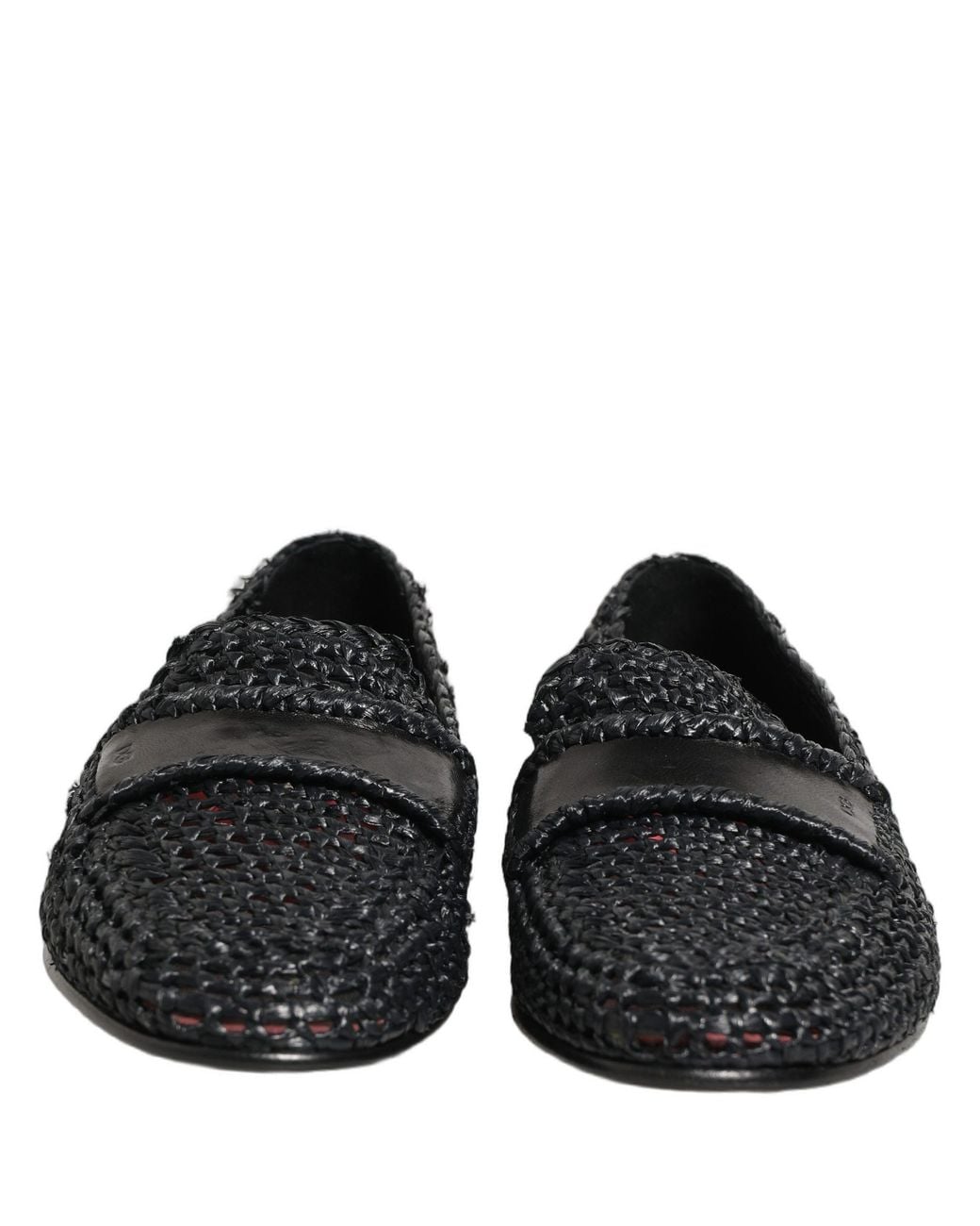 Dolce & Gabbana Brown Woven Raffia Slip On Loafers Shoes Viscose for men