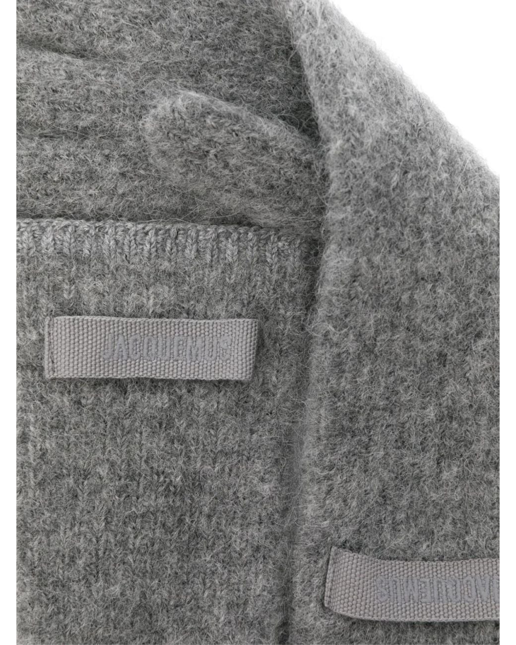 Jacquemus Gray Les Gants Gros Grain Logo Gloves