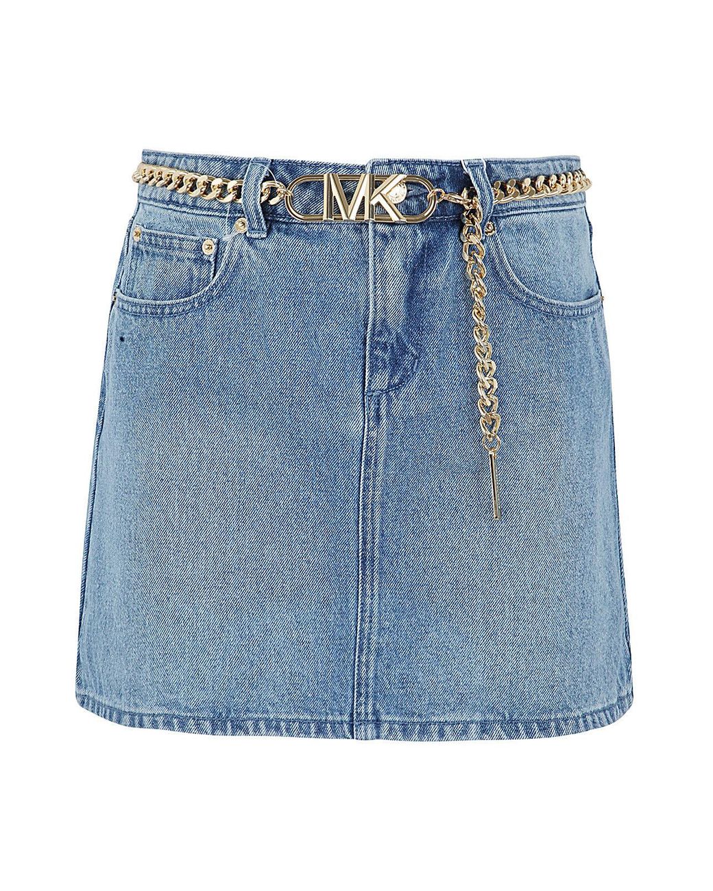 MICHAEL Michael Kors Jeans Mk Chain Denim Skirt in Blue | Lyst