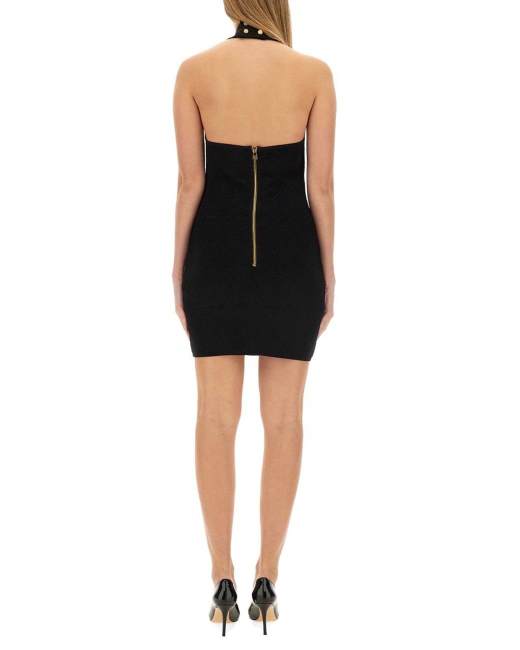 Balmain Black Mini Vichy Dress Viscose