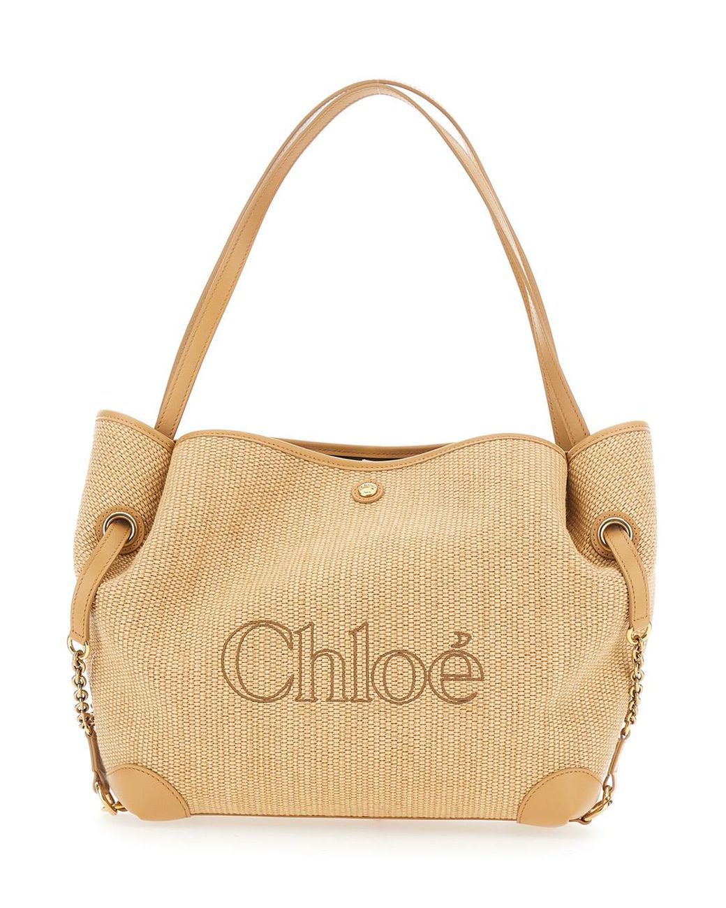 Chloé Natural Tote Bag Clover Fabric (Raffia Effect)