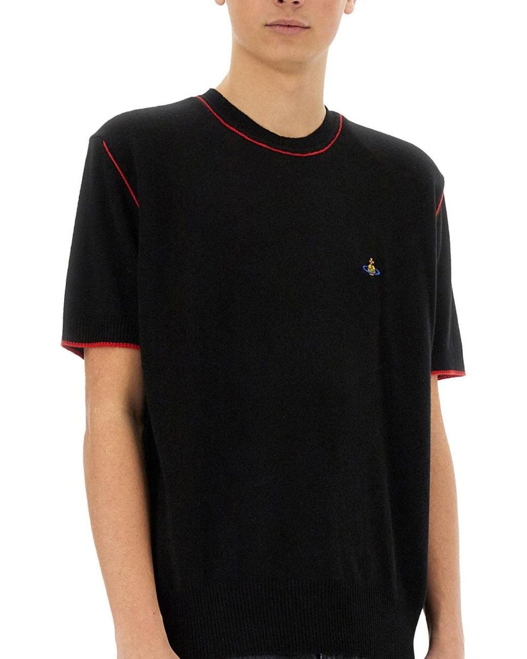Vivienne Westwood Black T-Shirt Alex Merino Wool Cashmere T-Shirts for men