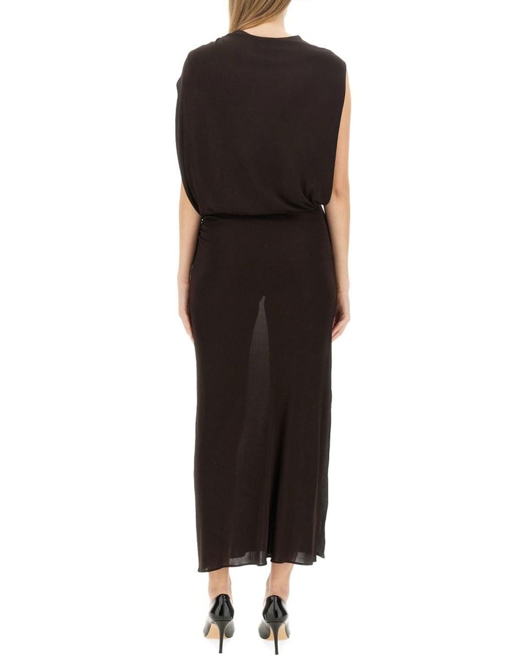 Lanvin Black Draped Dress Viscose