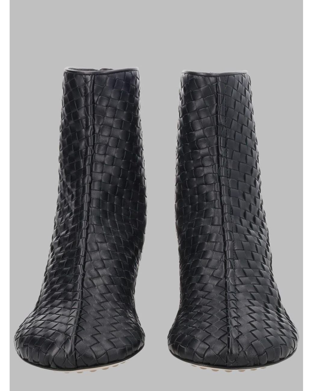 Bottega Veneta Black Ankle Boots Cherry Lamb Leather