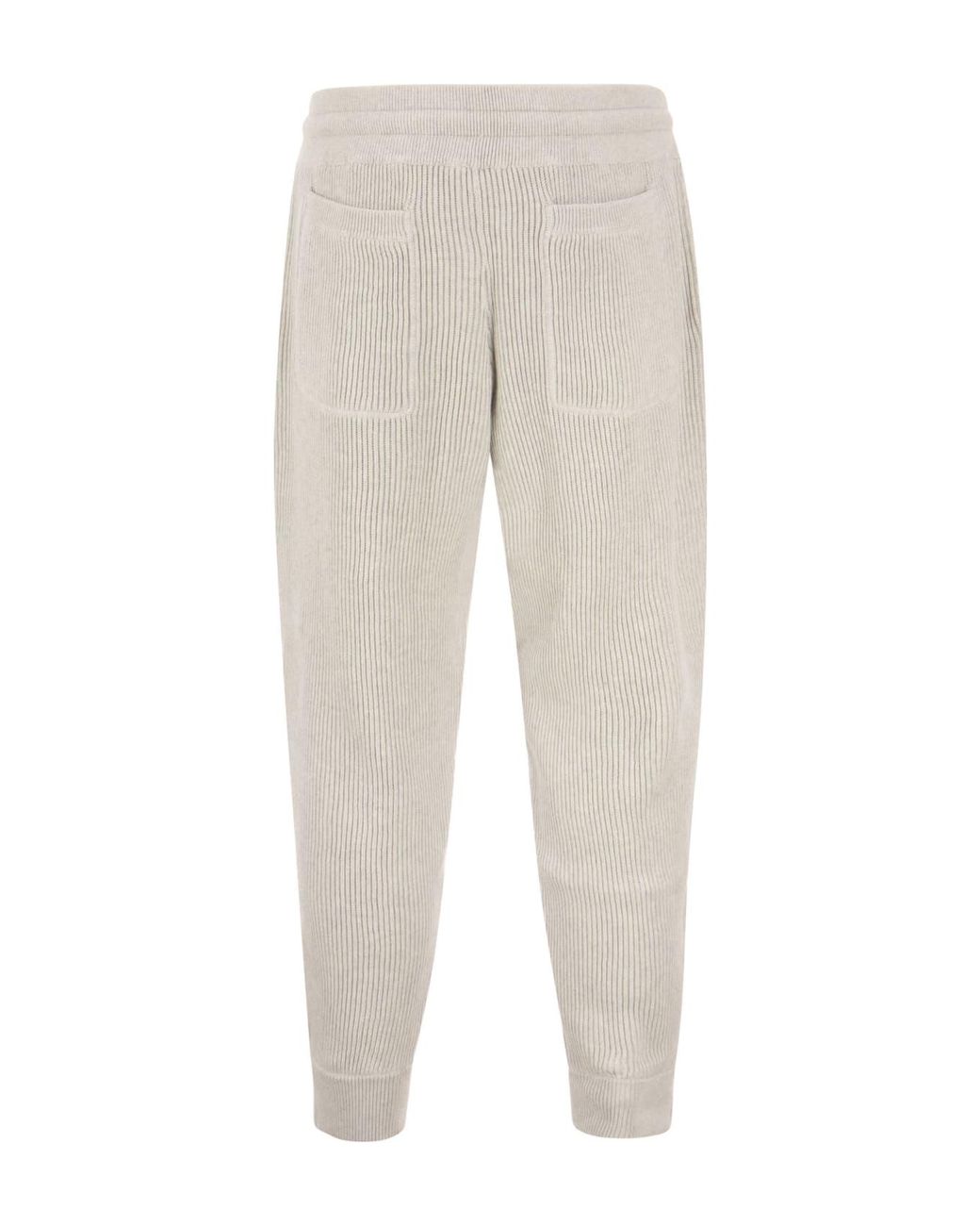 Brunello Cucinelli Natural Light Ribbed Trousers for men