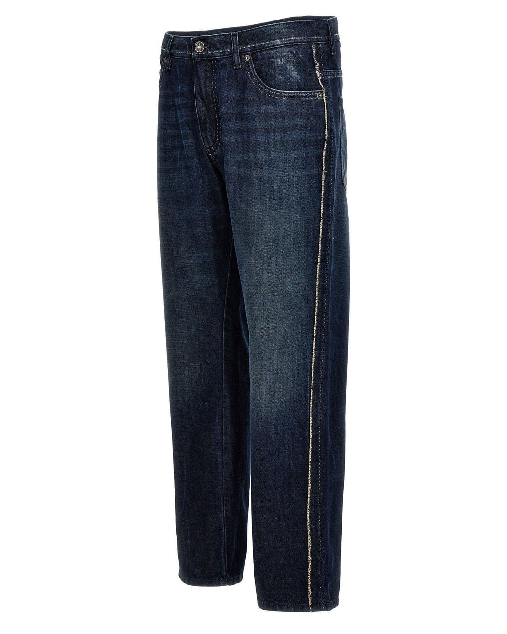 Dolce & Gabbana Blue Dolce & Gabbana Frayed Side-Seam Stitching Jeans for men
