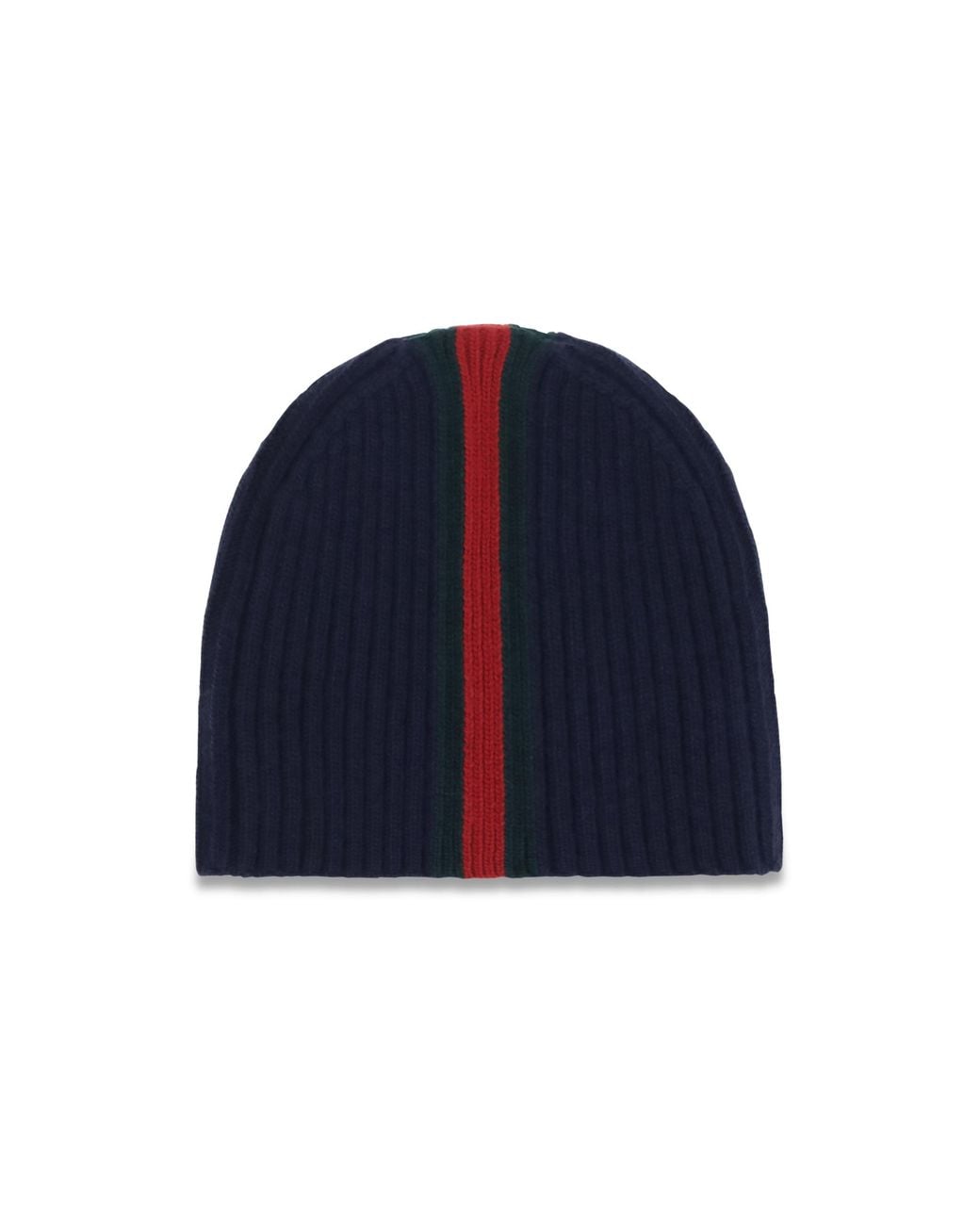 Gucci Blue Ribbed Wool Beanie With Web Stripe Merino Hat for men