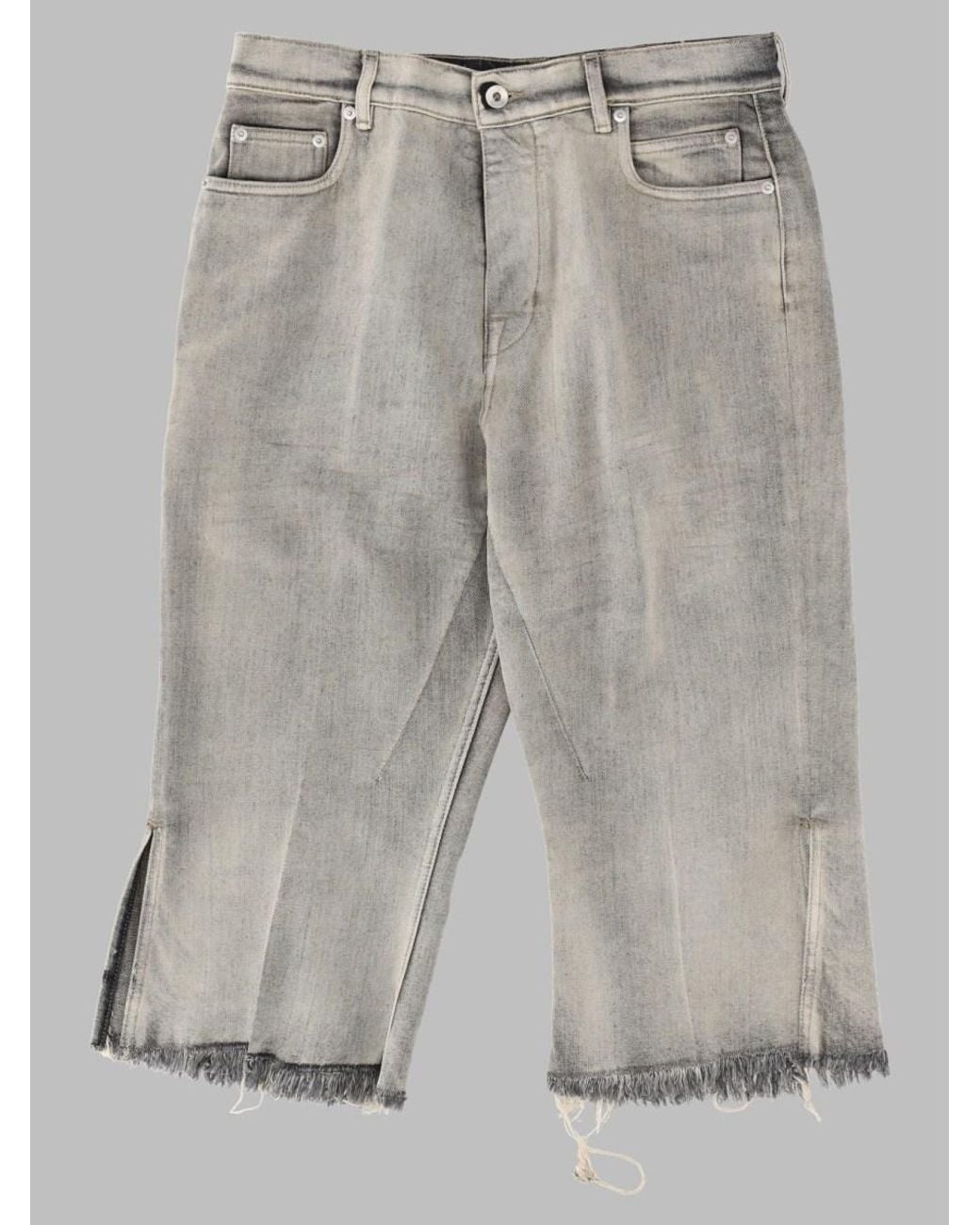 Rick Owens Gray Jeans Bolan Cutoffs Cotton for men