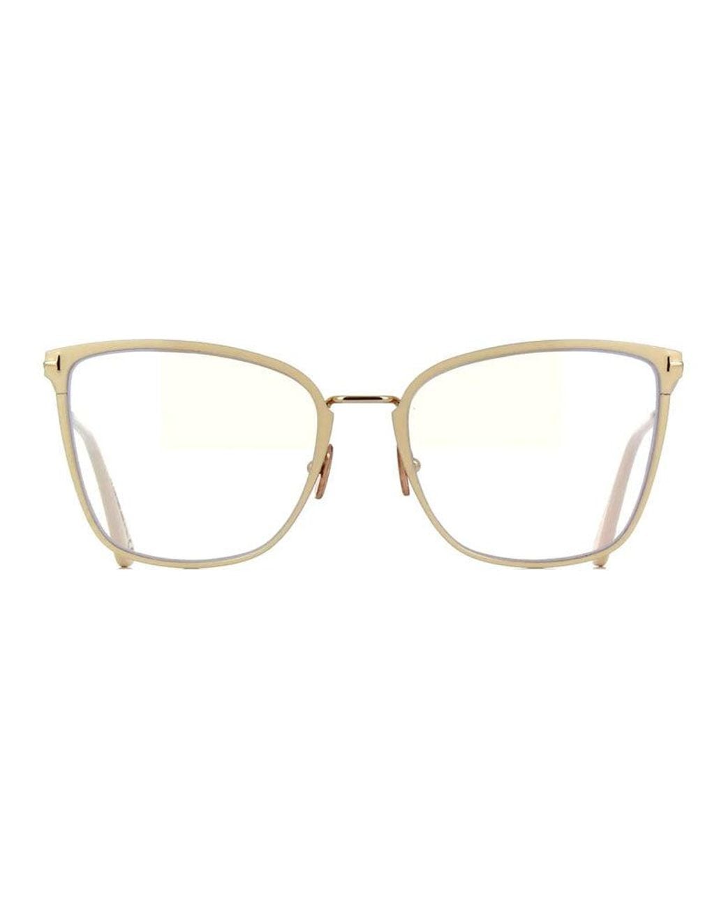 Tom Ford Metallic Eyeglasses Butterfly Full Rim, Frame And Clear Light Block Lens Ft5839-B025 Sunglasses