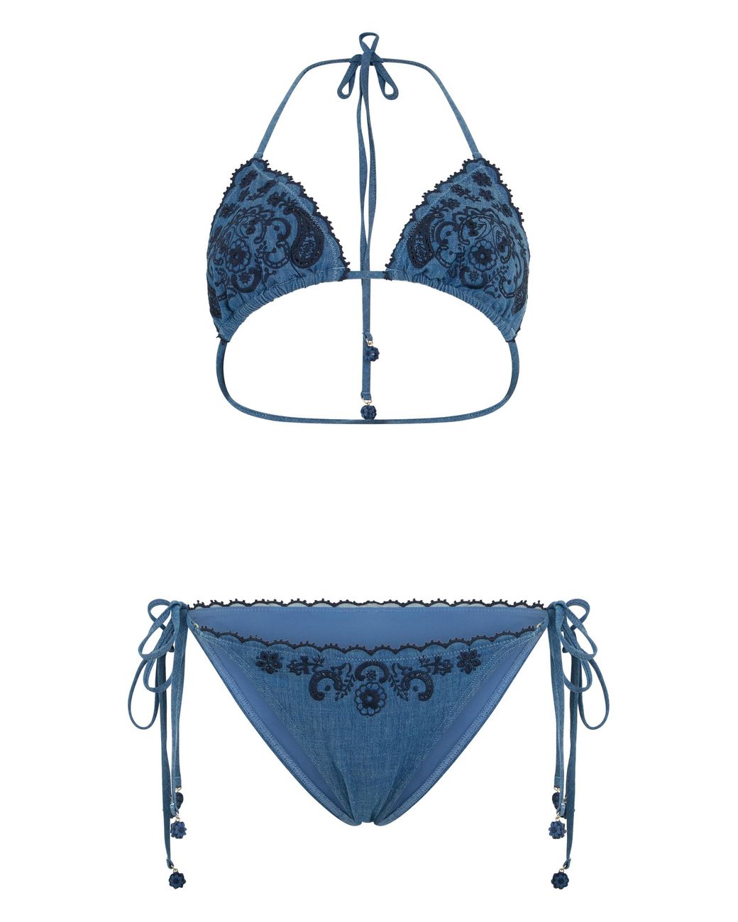 Zimmermann Blue Two-Piece Swimsuit Cotton Bikinis
