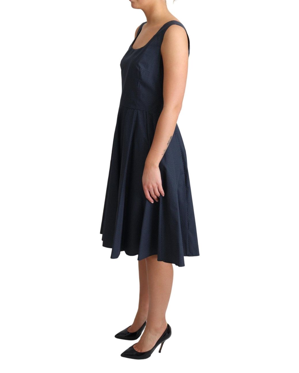 Dolce & Gabbana Blue Polka Dotted Cotton A-Line Dress