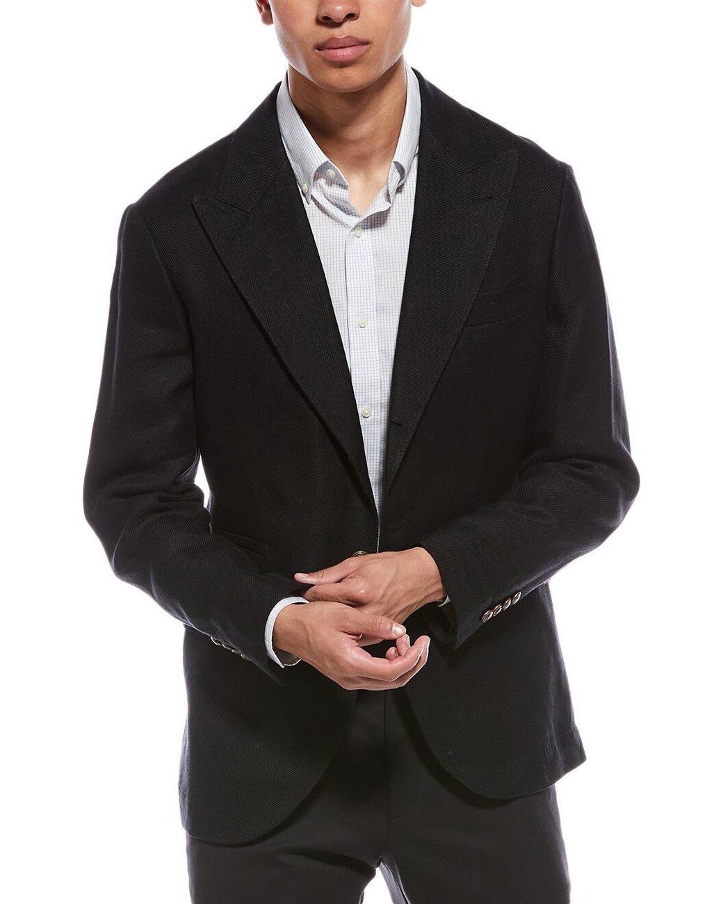 Brunello Cucinelli Black Linen Wool Blazer Clothing for men