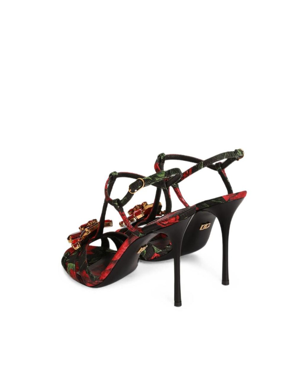 Dolce & Gabbana Pink Rose-Print Brocade Sandals