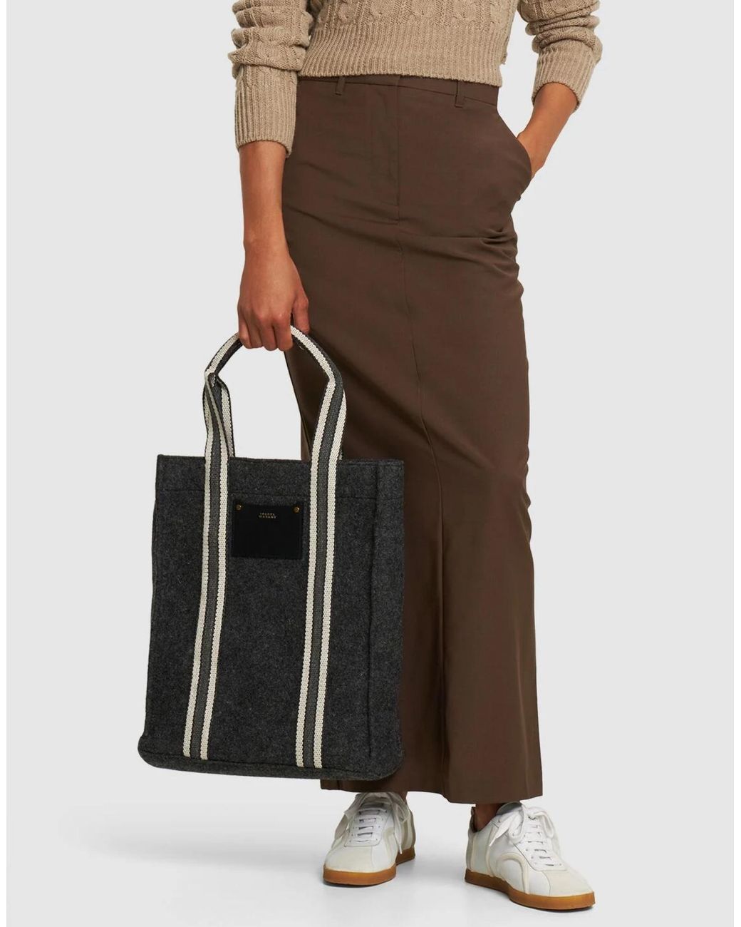 Isabel Marant Black Aruba Puebla Logo Patch Tote Bag