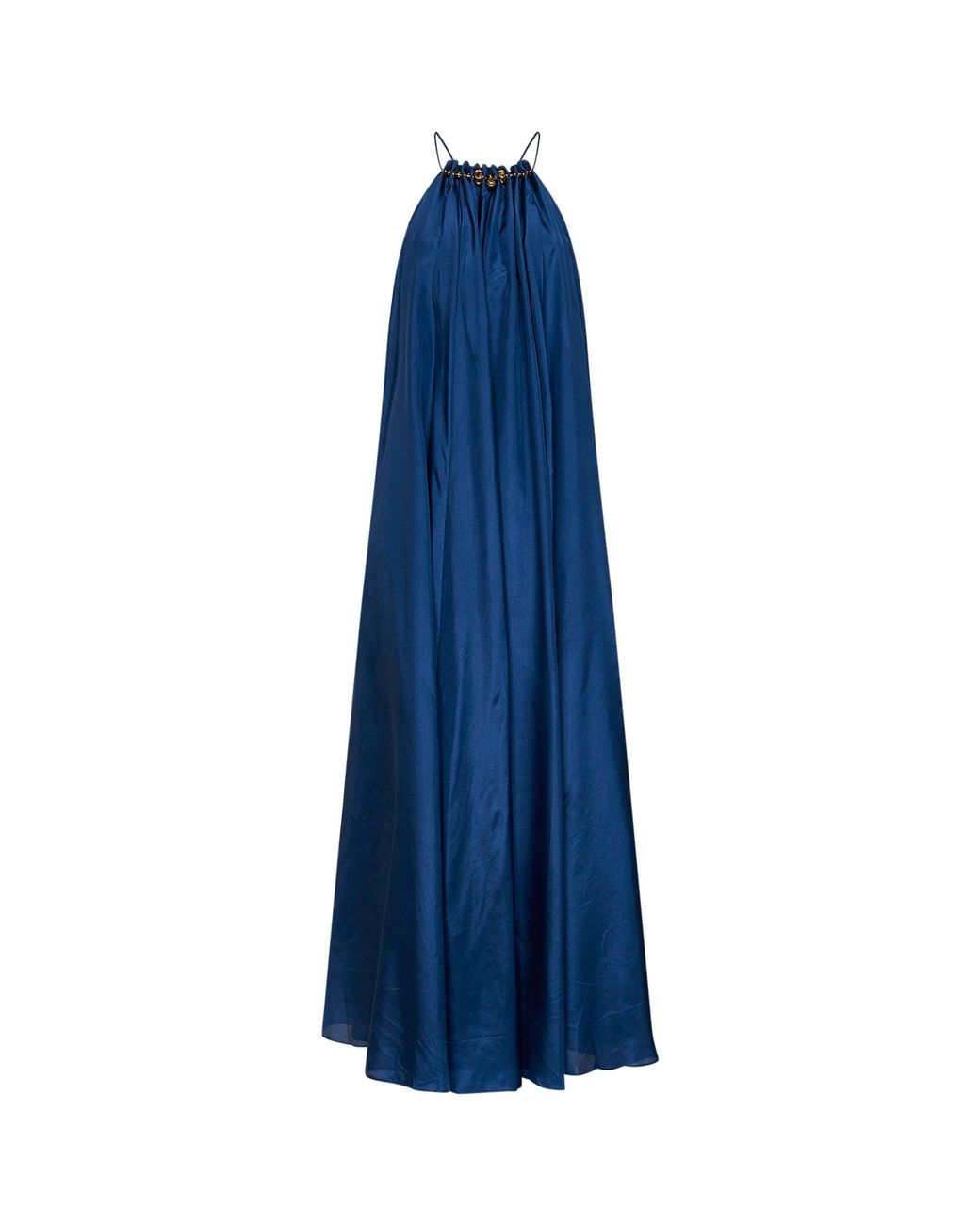 Zimmermann Blue Cobalt Silk Aster Dark Gathered Beaded Maxi Dress