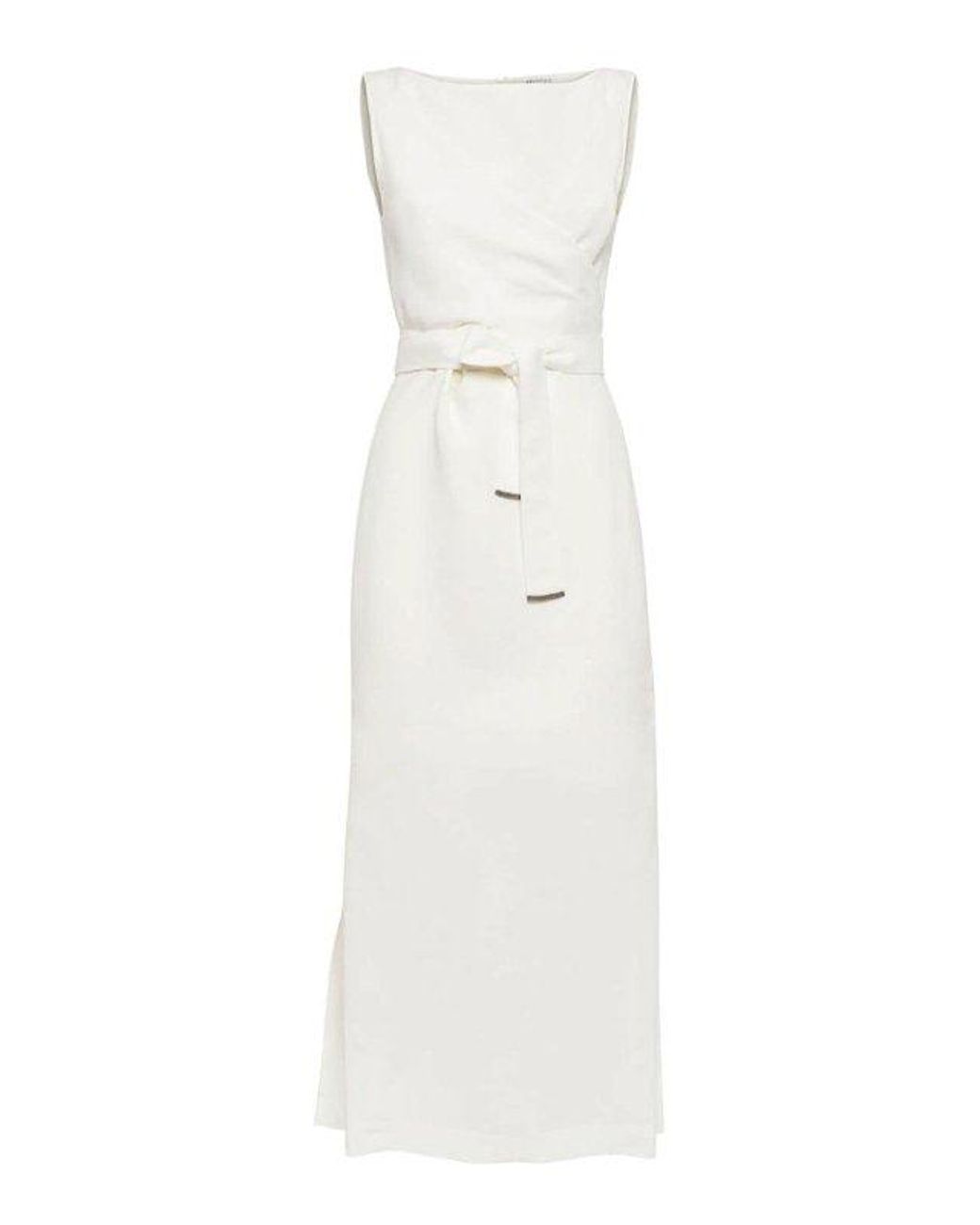 Brunello Cucinelli White Off Sleeveless Long Dress