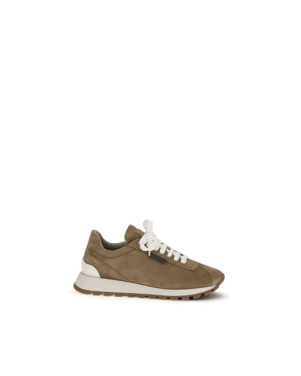 Brunello Cucinelli Natural Calf Leather Bos Taurus Platform Sneakers