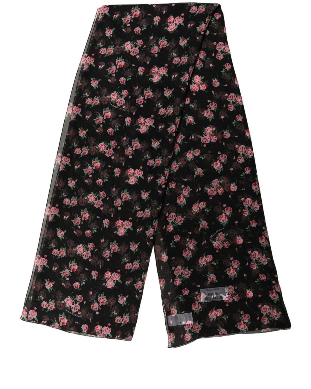 Dolce & Gabbana Gray Silk Floral Chiffon Long Stole Scarf