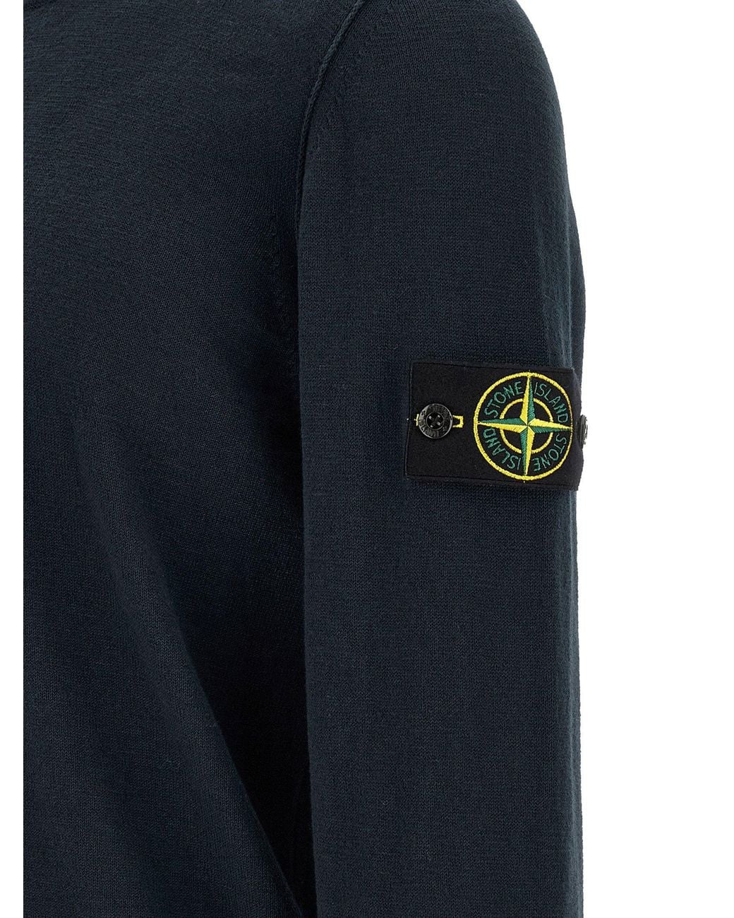 Stone Island Blue Shaved Cotton-Nylon Knit Sweater