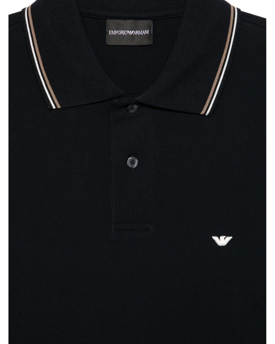 Emporio Armani Black Logo Cotton Polo for men