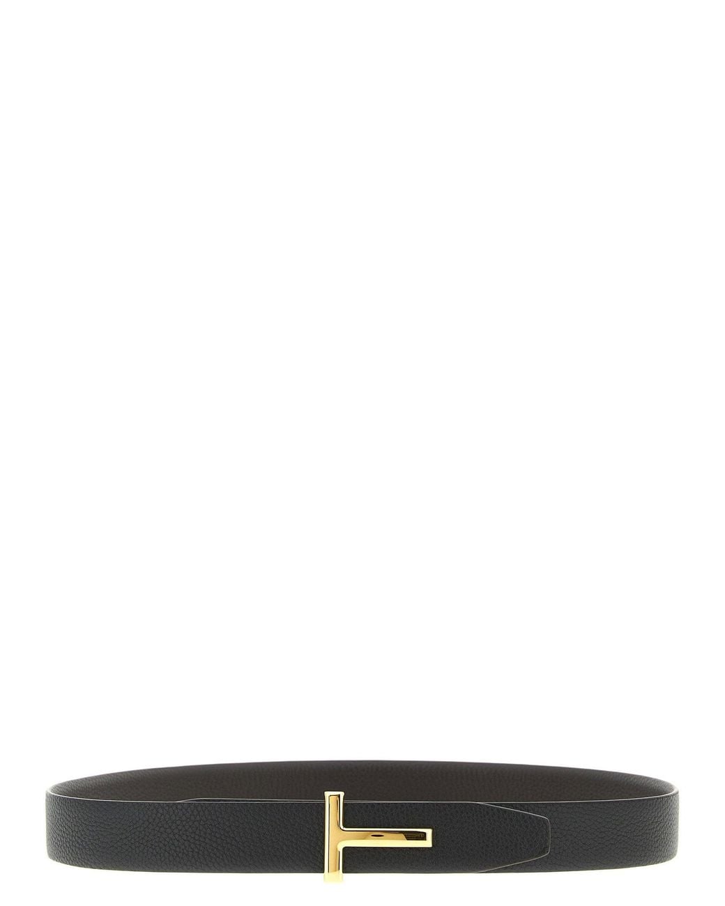 Tom Ford Black Reversible Hammered Leather With Buckle Belt for men