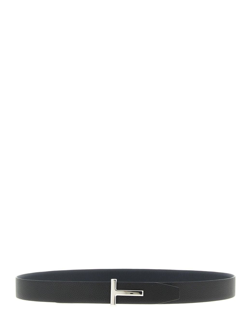 Tom Ford Black Hammered Leather Reversible Belt for men