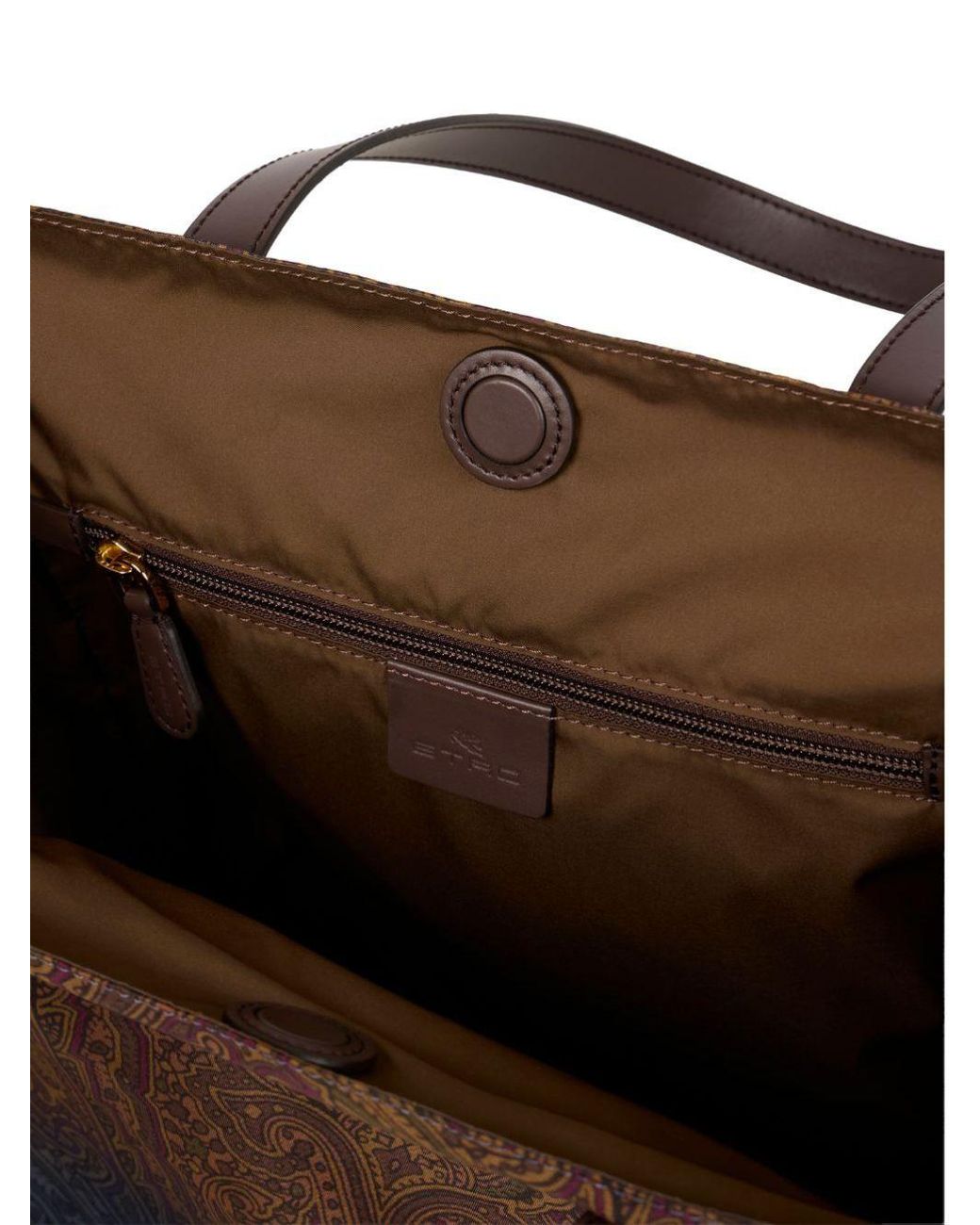 Etro Multicolor Unfold Me Nylon Shopping Bag With Gradient Paisley Pattern And Leather Handles