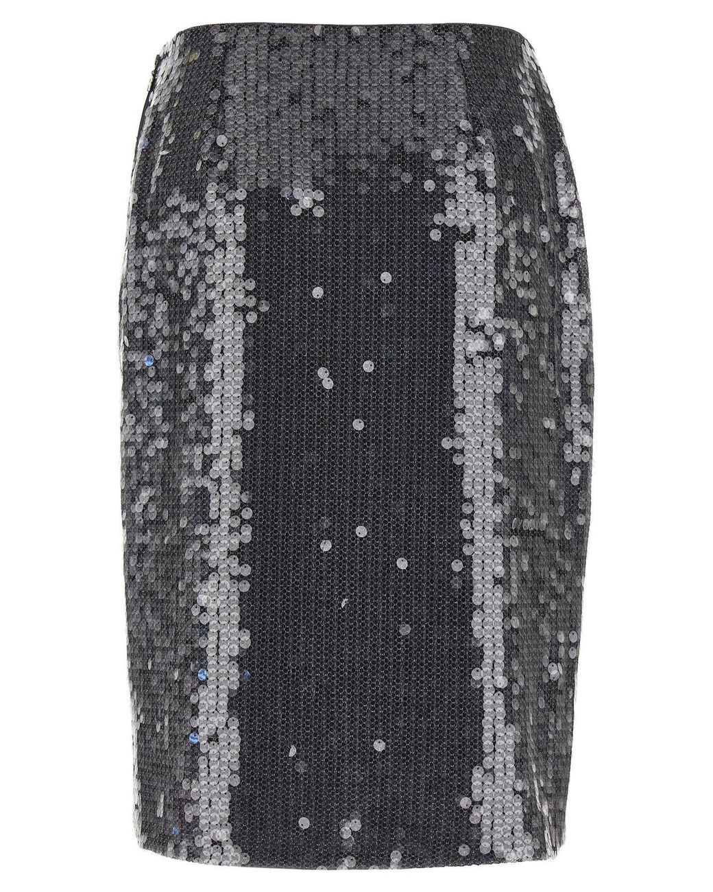ROTATE BIRGER CHRISTENSEN Gray Sequin Midi Skirt