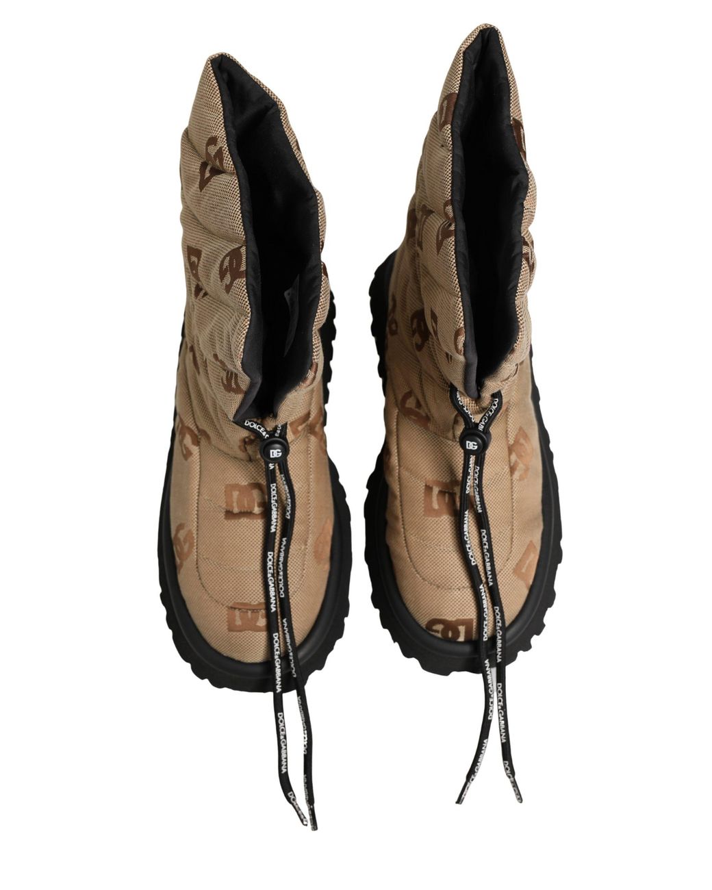 Dolce & Gabbana Natural Logo Print Lace Up Snow Boots Shoes Nylon for men