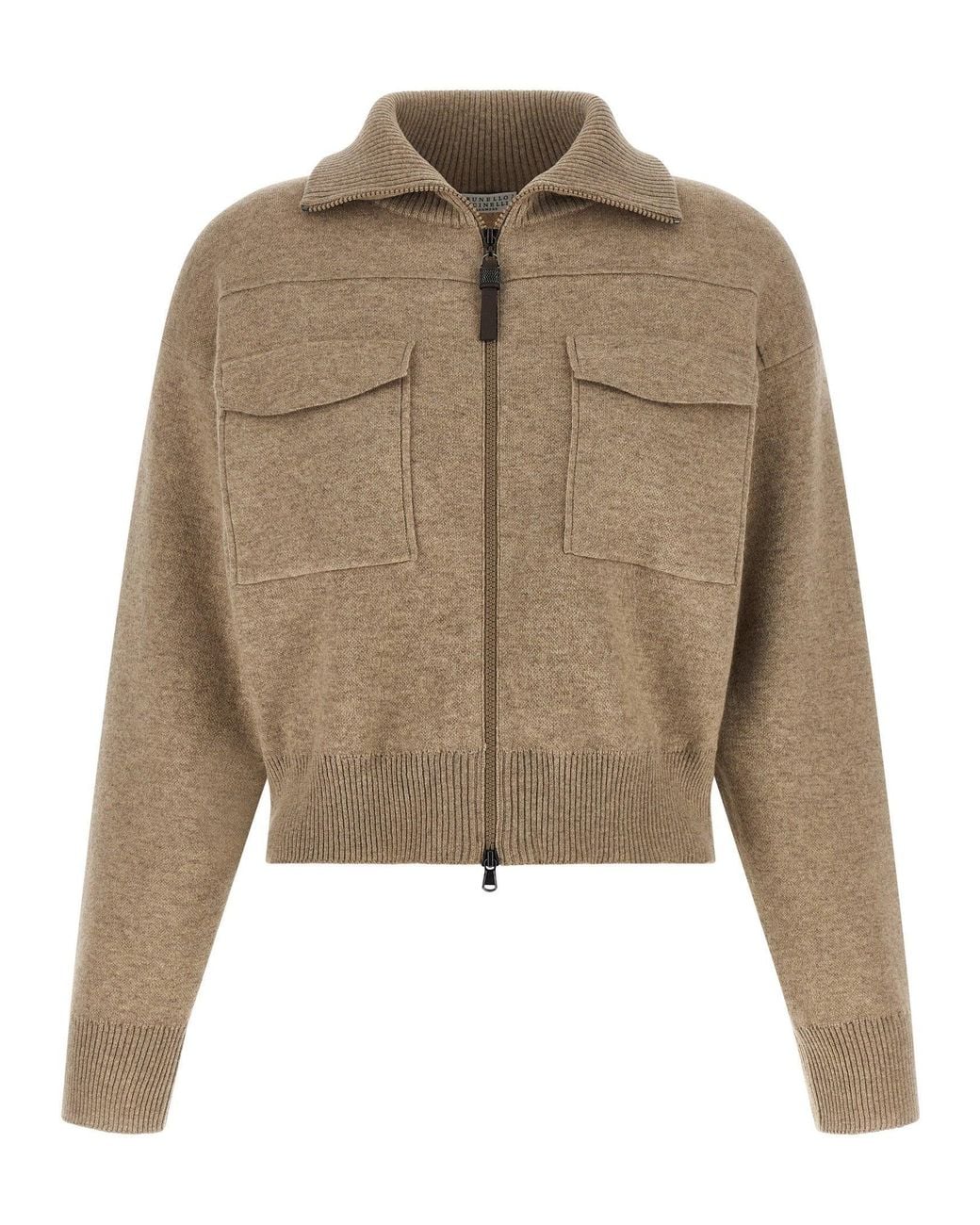Brunello Cucinelli Natural Wool Crop Cardigan