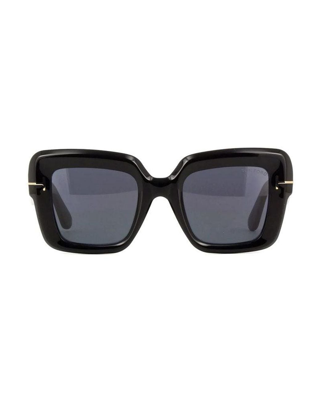 Tom Ford Black Sunglasses Square Full Rim, Shiny Frame And Smoke Lens Ft115701A