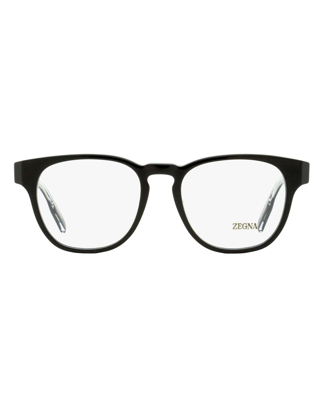 Zegna Black Keyhole Square Eyeglasses Ez5261 001 51Mm Plastic (Acetate) for men