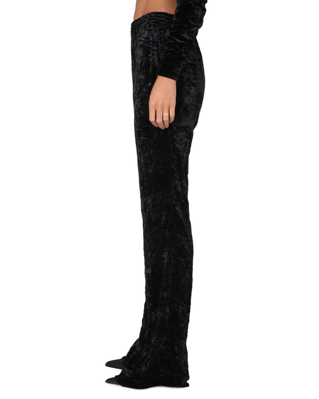 Saint Laurent Black Wide Leg Pants Polyester Trousers