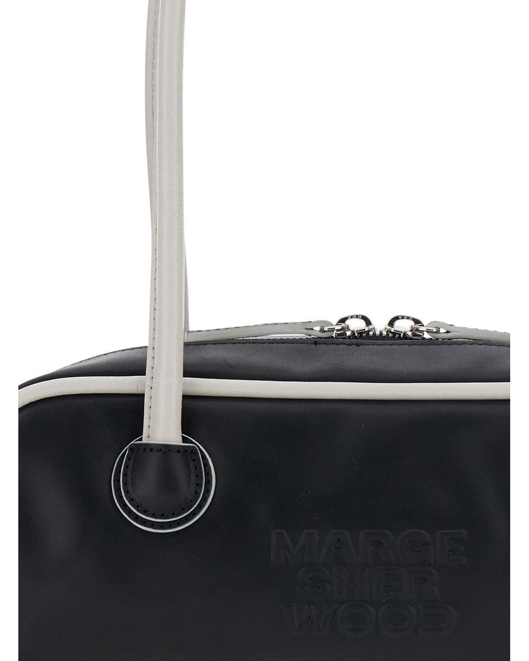 MARGE SHERWOOD White Shoulder Bag Soft Baguette Mini (Piping)