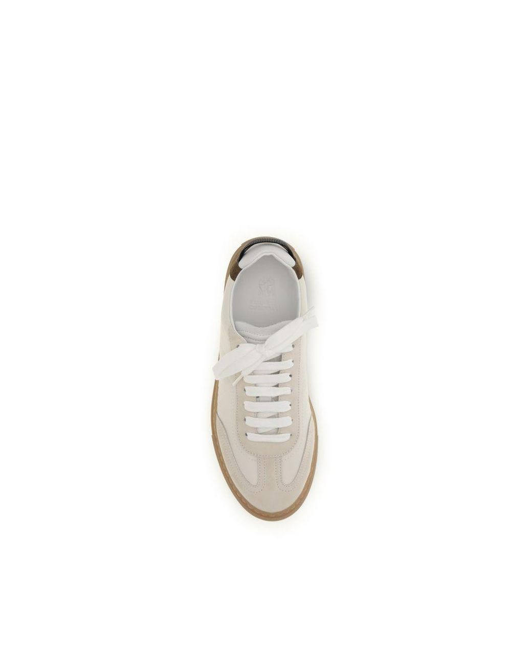 Brunello Cucinelli Natural Beige Calf Leather Bos Taurus Low Top Sneakers
