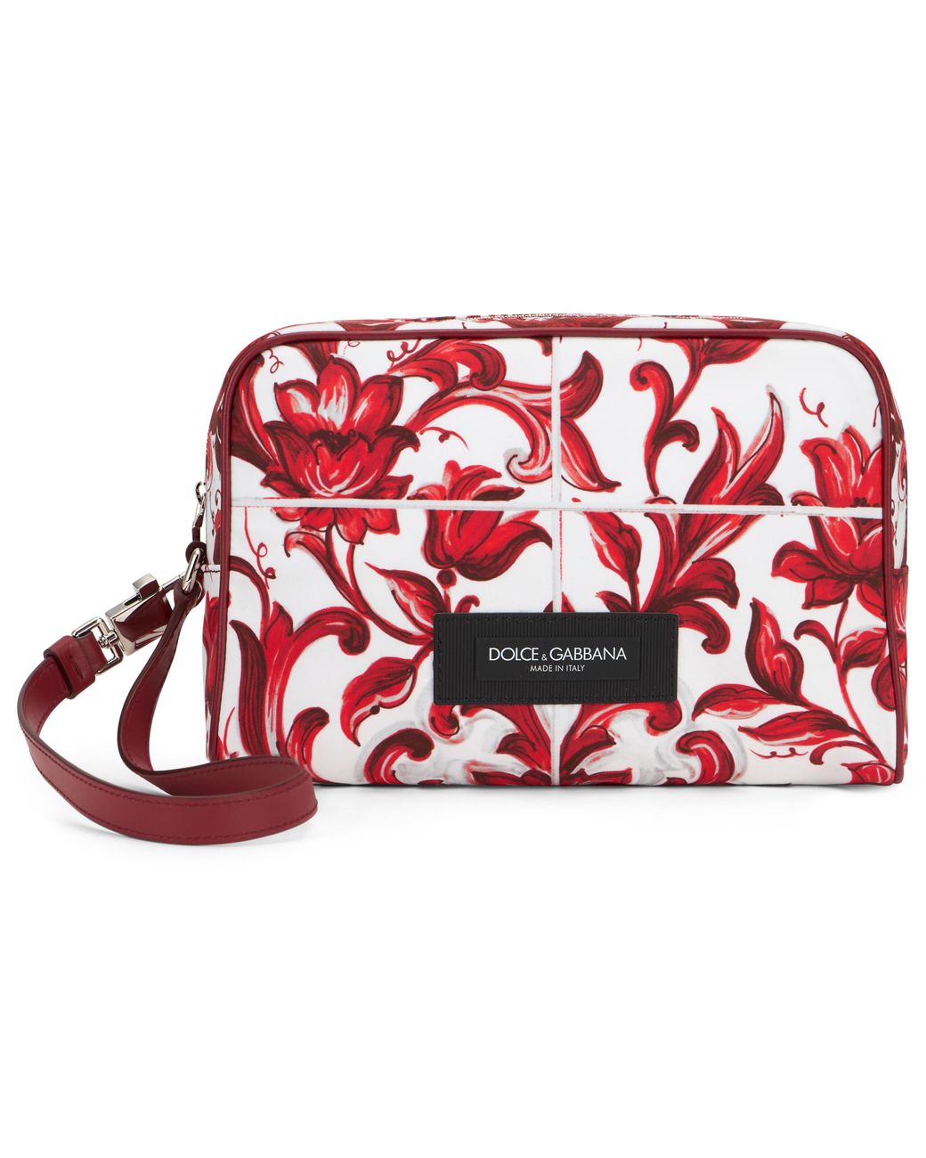 Dolce & Gabbana Red Clutch Bag Majolica Print Calfskin Wash for men