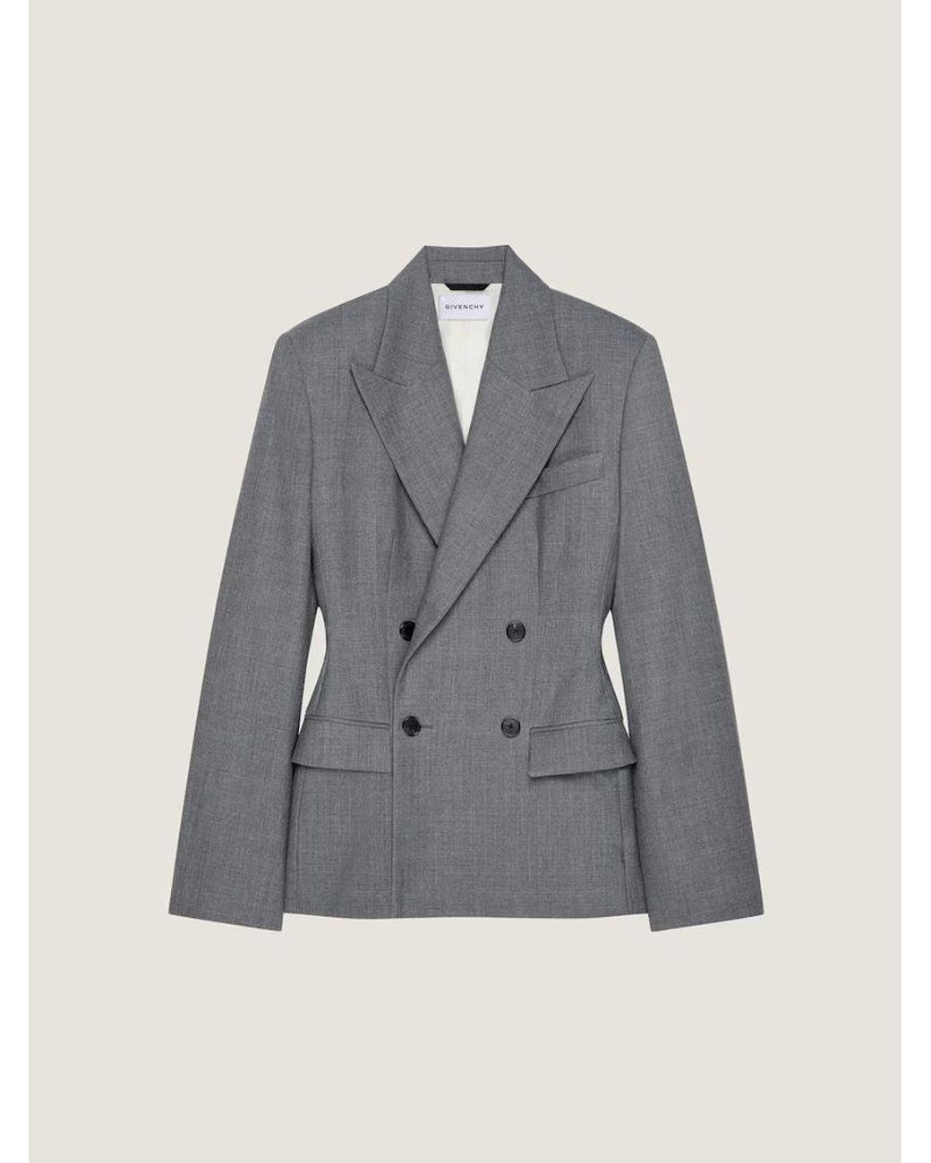 Givenchy Gray Givenchy Double-Breasted Wool Blazer