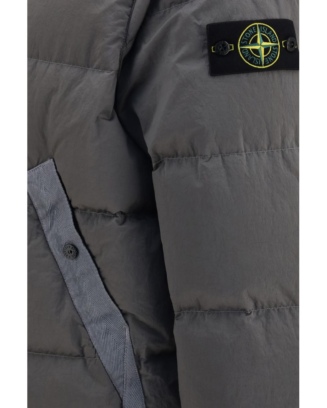 Stone Island Gray Hooded Puffer Jacket Nylon Metal Outer: Polyamide for men