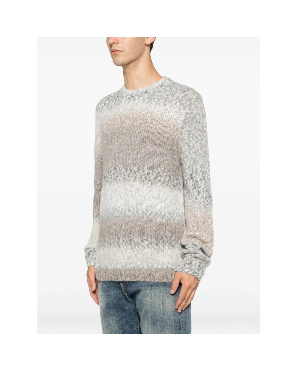 Dondup Gray Gradient-Effect Chunky-Knit Sweater for men