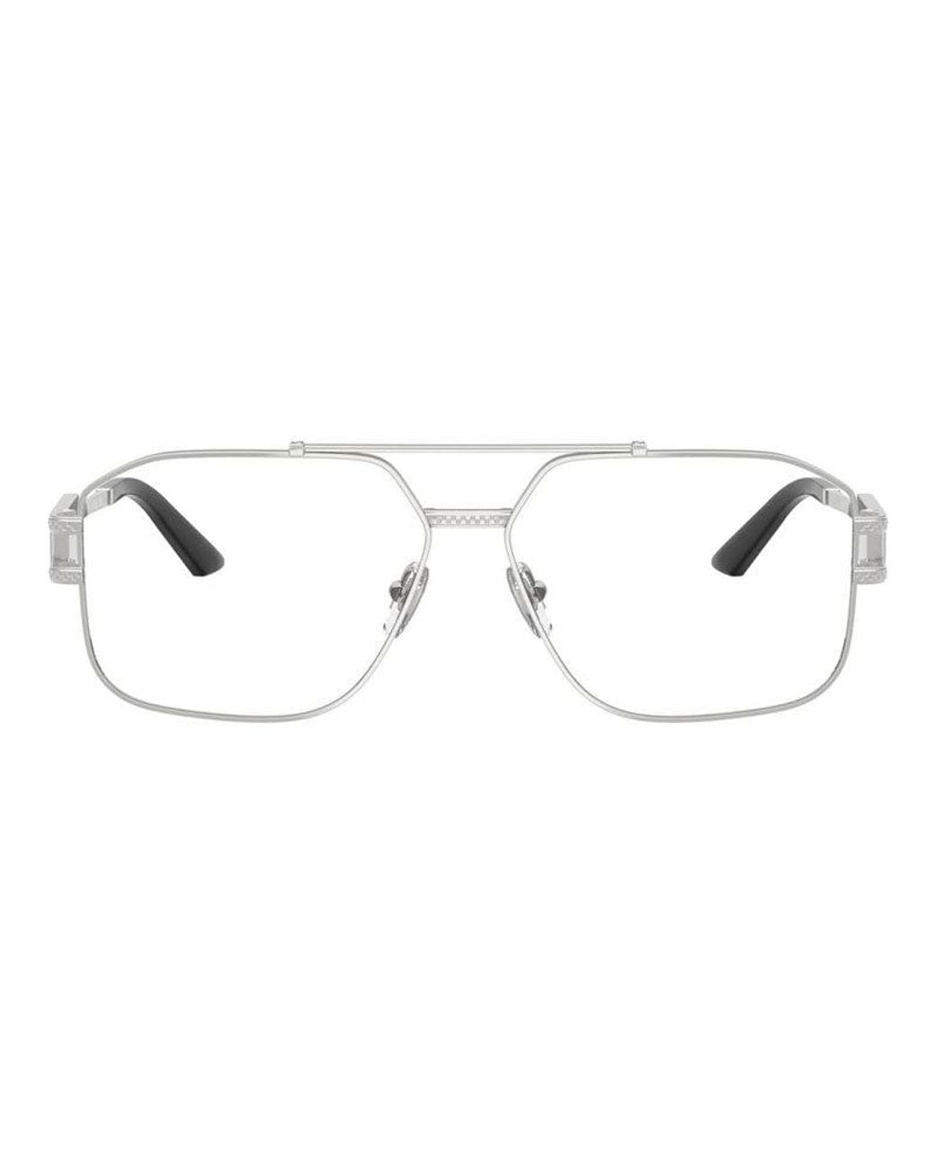 Versace Metallic Eyeglasses Aviator Full Rim, Frame And Clear Demo Lenses Lens Ve13021000 Sunglasses for men