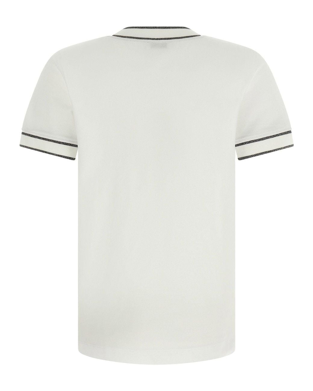 Brunello Cucinelli White Sparkling Lamé-Trimmed Cotton T-Shirt