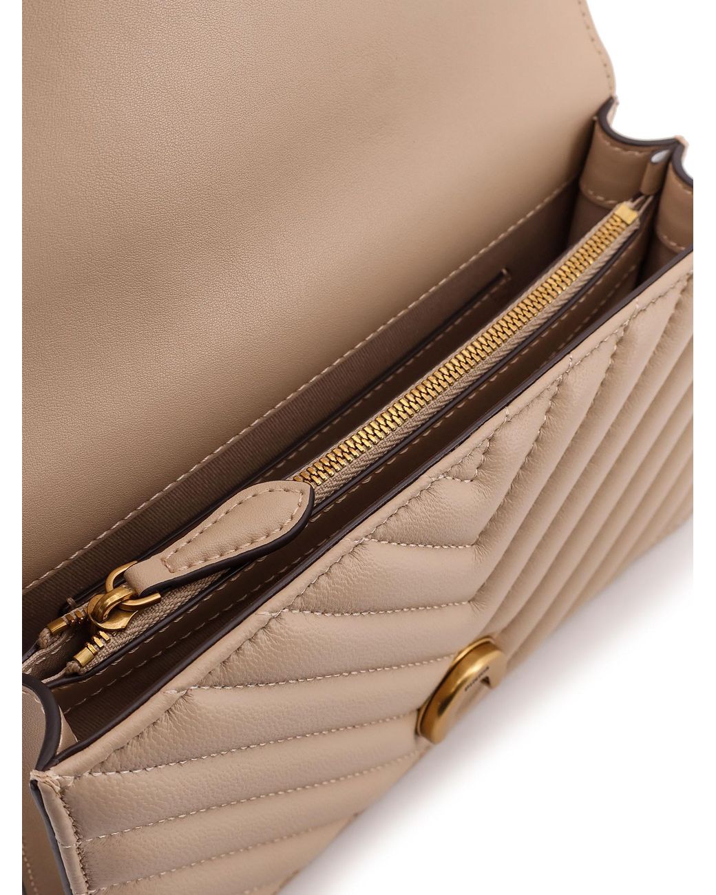 Pinko Natural Love One Mini Quilted Leather Shoulder Bag