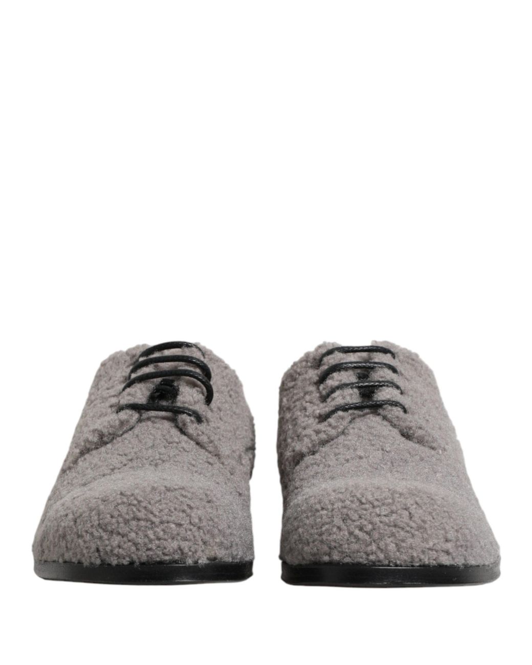 Dolce & Gabbana Gray Fleece Lace Up Men Derby Dress Shoes for men