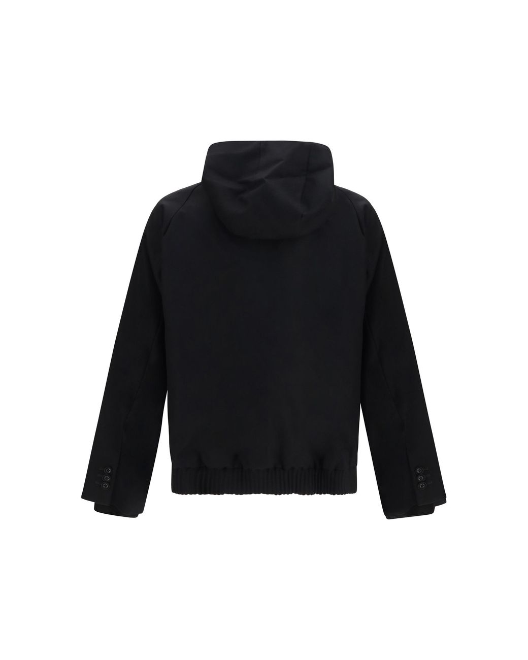 Sacai Black Hooded Flannel Jacket Merino Wool Ovis Aries Sweatshirts for men