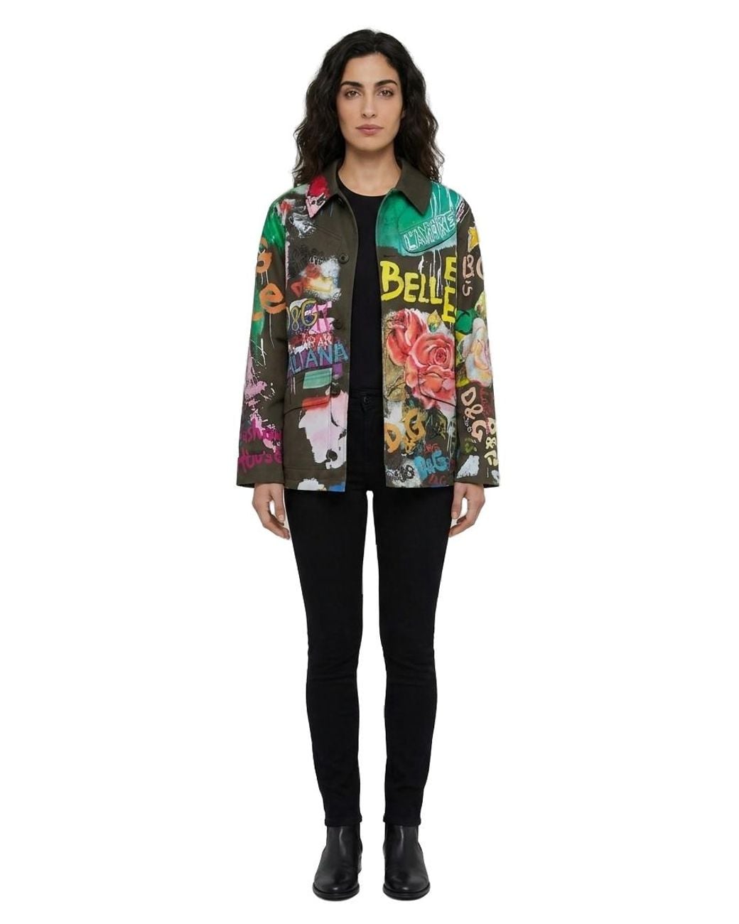 Dolce & Gabbana Multicolor Dolce & Gabbana Floral-Print Cotton Jacket