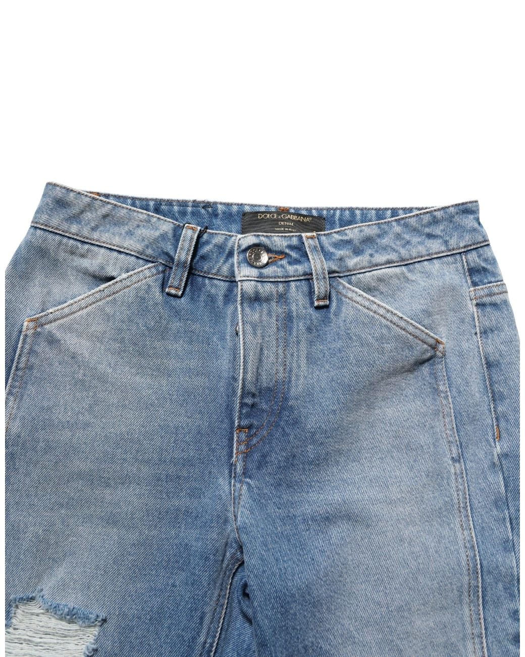 Dolce & Gabbana Blue Cotton Boot Cut Denim Trouser Jeans
